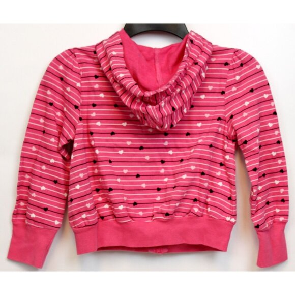 NEW 2007 Gymboree Tres Chic Striped Heart Hoodie sz 7 Zip up Bows Pink Jacket - Picture 5 of 8